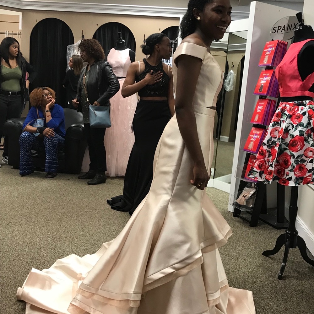 Jovani Champagne Two Piece Mermaid - Picture 4 of 5